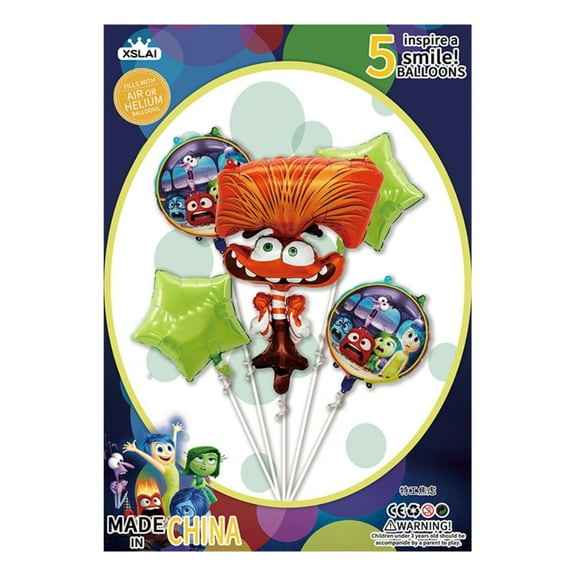 5PCS Inside Out Anime Balloon Set for Birthday Parties - Cartoon Foil Balloons Kit with String, Perfect for Kids Adults Decoration Theme Celebration