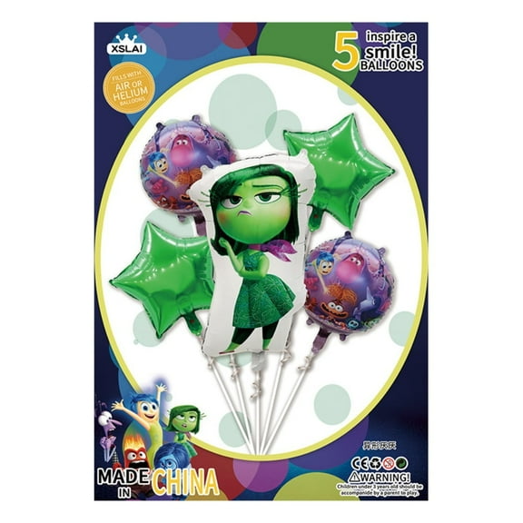 5PCS Inside Out Anime Balloon Set for Birthday Parties - Cartoon Foil Balloons Kit with String, Perfect for Kids Adults Decoration Theme Celebration