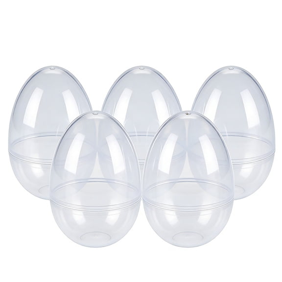 5PCS Jumbo Plastic Easter Eggs Fillable Large Clear Easter Egg Shells for Egg Basket Fillers Bulk Toys Candy Containers DIY Crafts Parties