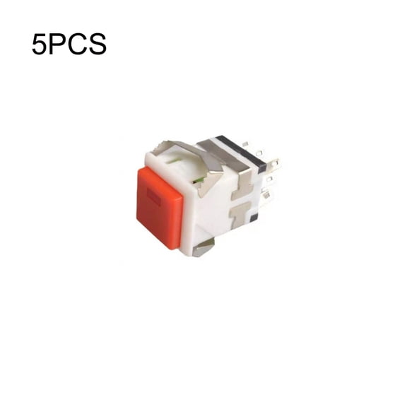 5PCS KD2-22 8 Pin Square Push Button Switch with LED Indicator,3A/250V 6A/125V Lock-free Self-reset Square Push Button Switch without Lock
