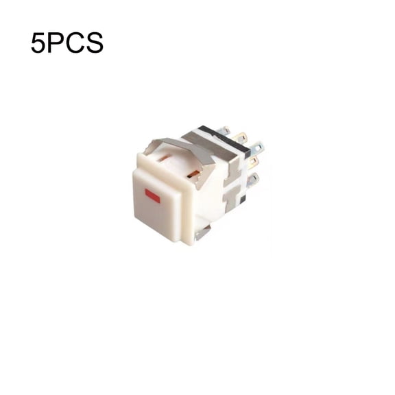 5PCS KD2-22 8 Pin Square Push Button Switch with LED Indicator,3A/250V 6A/125V Lock-free Self-reset Square Push Button Switch without Lock