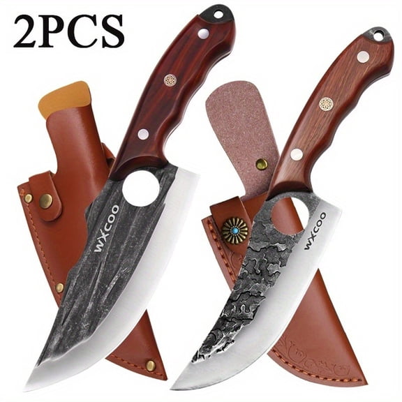 5PCS Kitchen Chef Knife Set Including Boning Knife Sharp Butcher Utility Meat Cleaver High Quality Stainless Steel Household Cooking Tool Multipurpose for Professional Chefs and Home Use