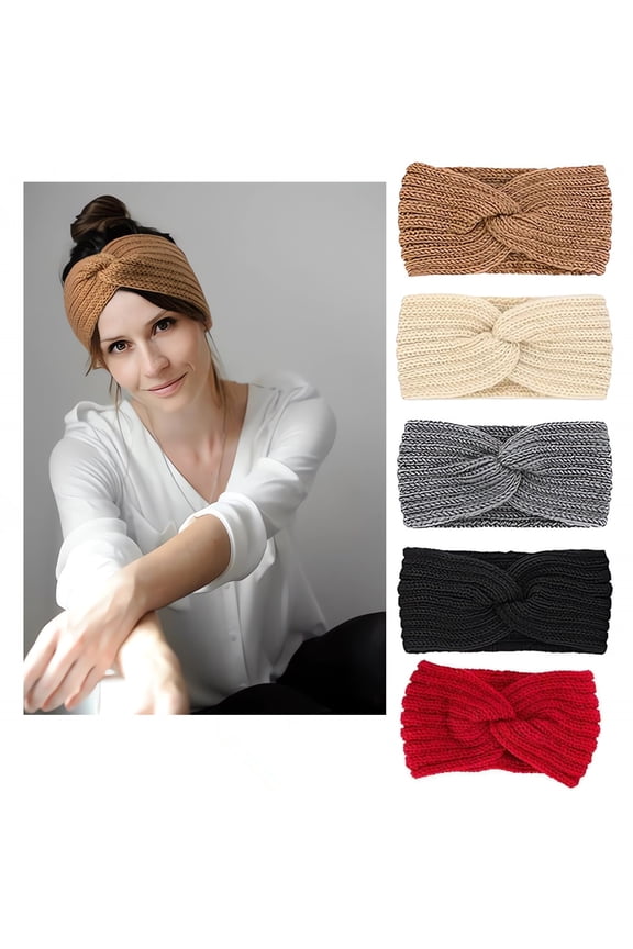 5PCS Knit Crochet Headband for Women Ear Warmer Soft Turban Stretch Warmer Headbands Winter Fashion Head Wrap