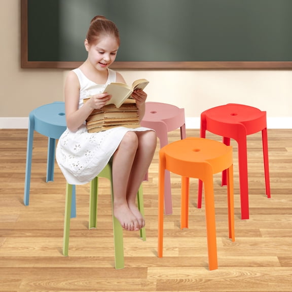 5PCS L-Shaped Plastic Stool Adult Thickened Bench Home Living Room Stacking Dining Table for Classrooms Living Rooms Offices