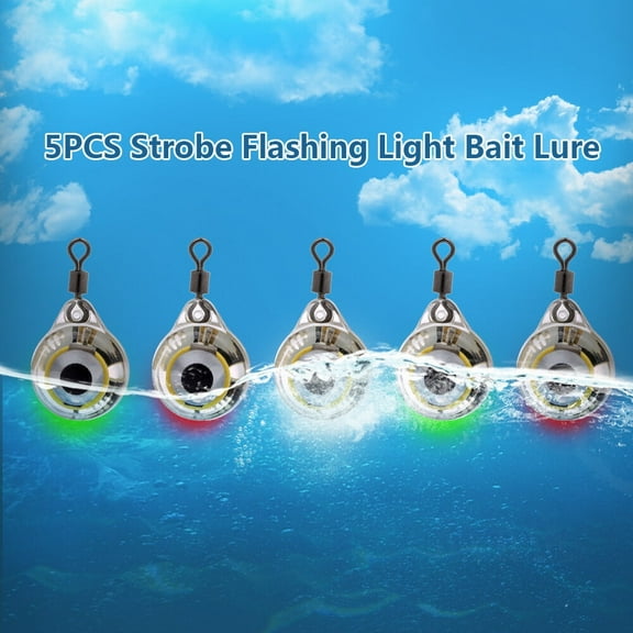 5PCS LED Fishing Light Deep Drop Underwater Round Shape Squid Strobe Flashing Light Bait Lure