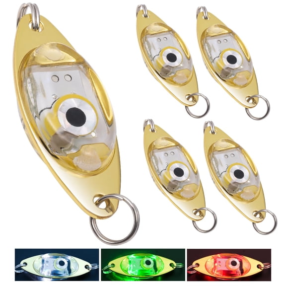 5PCS LED Underwater Fishing LuresLED Lighted Bait FlasherDeep Drop Fishing LuresFish Eye Attractive Light Bait Lure Lamp Underwater Green Fishing Light