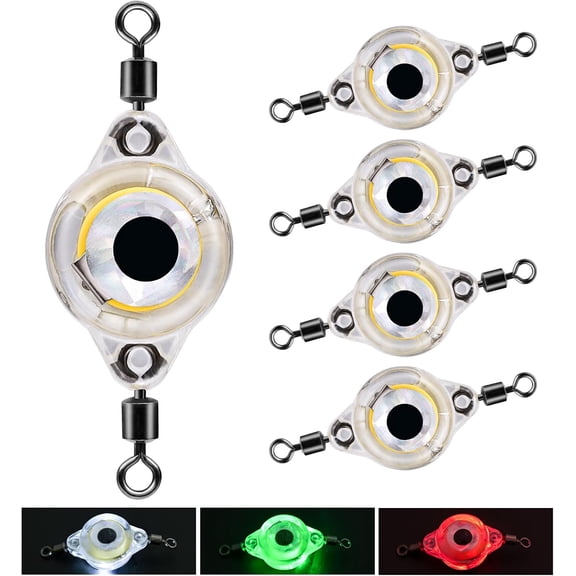 5PCS LED Underwater Fishing Lures, LED Lighted Bait Flasher,Deep Drop Fishing Lures, Fish Eye Attractive Light Bait Lure Lamp