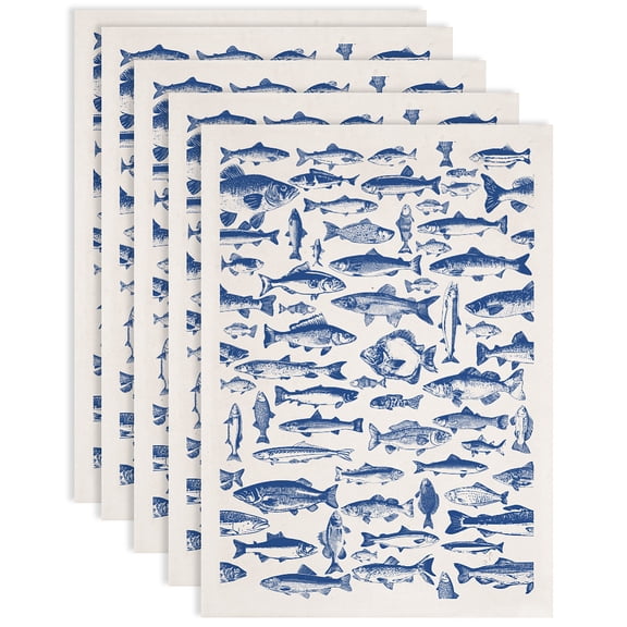 5PCS Lake Fish Underglaze Paper Transfer Fishes Transfer Paper for Clay Ceramic Porcelain Under Glaze Transfers