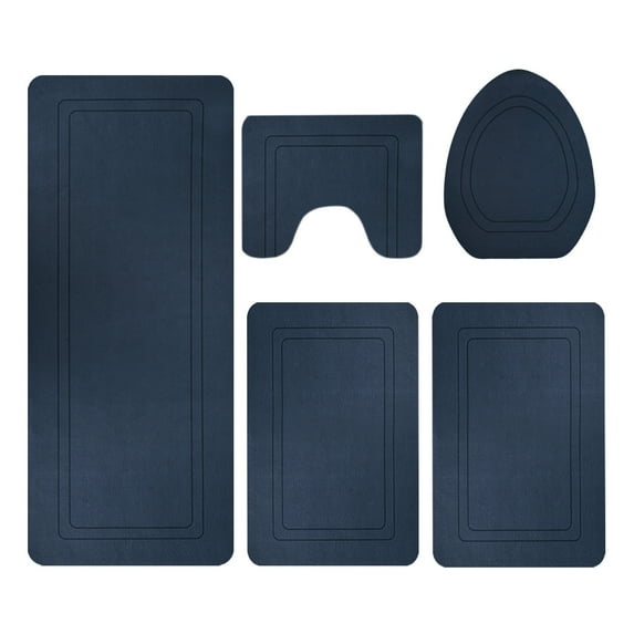 5PCS Large Bath Rug Non-Slip Mat Set, Soft Comfortable Water Absorption Bath Mats for Bathroom Floor, Washable Dry Quickly