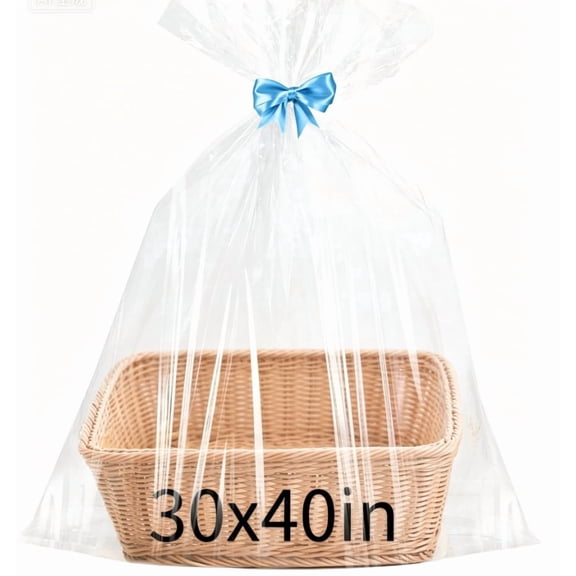 5PCS Large Cellophane Bags 30x40 Inch Cellophane Wrap Clear Gift Bags for Mothers Day Gifts Baskets Baby Shower Graduation Candy 2.5 Mil Thick Wedding Beach Party favor Birthday