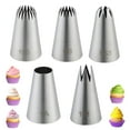 thumbnail image 1 of 5PCS Large Piping Tips Set,  Stainless Steel Cake Decorating Tips, Frosting Icing Tips for Cupcakes, Cake, Cookie and Decorating (Dishwasher Safe), 1 of 7