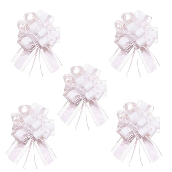 5PCS Large Pull Bows for Gift Wrapping 6 Inches Party Wedding Ribbon Bows for Boxes Baskets Flower Decorations and DIY Gifts