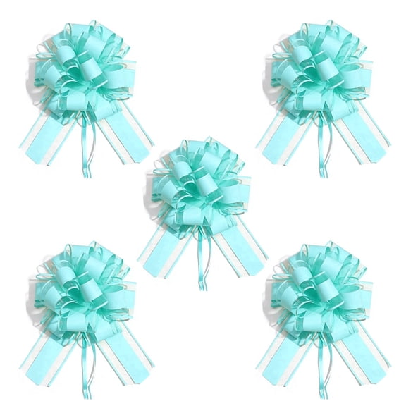 5PCS Large Pull Bows for Gift Wrapping 6 Inches Party Wedding Ribbon Bows for Boxes Baskets Flower Decorations and DIY Gifts