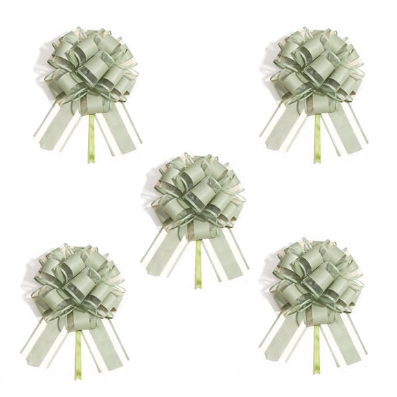 5PCS Large Pull Bows for Gift Wrapping 6 Inches Party Wedding Ribbon Bows for Boxes Baskets Flower Decorations and DIY Gifts
