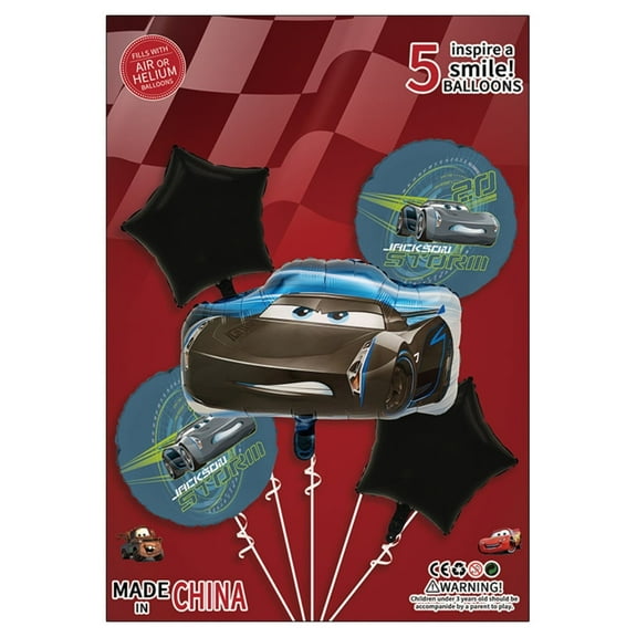 5PCS McQueen Cars Anime Balloon Set for Birthday Parties - Cartoon Foil Balloons Kit with String, Perfect for Kids Adults Decoration Theme Celebration