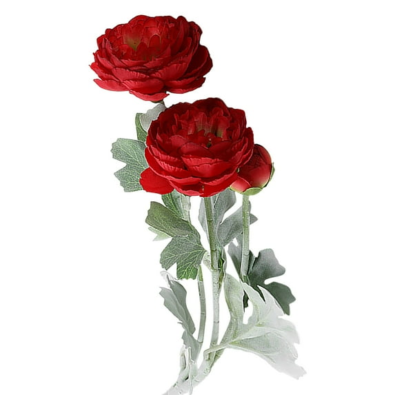 5PCS Long Red Peonies Real Look Ranunculus Flowers, Artificial Stems for Arrangements, Home Wedding Festival Decor, DIY Floral Bouquet Centerpiece