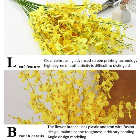 5PCS Long Stem Artificial Yellow Flowers Bouquet Realistic Faux Floral for Indoor Outdoor Wedding Home Party Decor,Realistic Artificial Flowers,Artificial flowers仿真花