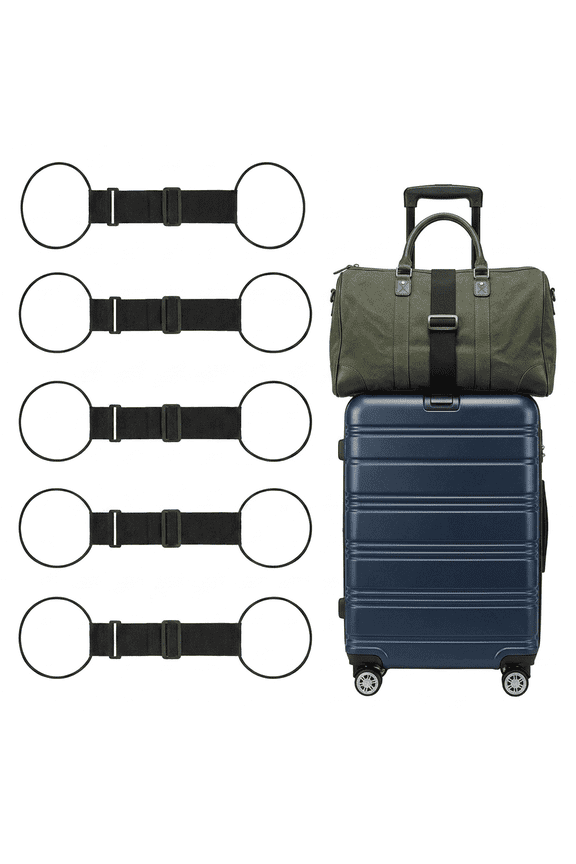 5pcs Black Adjustable Luggage Straps, Elastic Straps, Suitable for Duffel Bags.