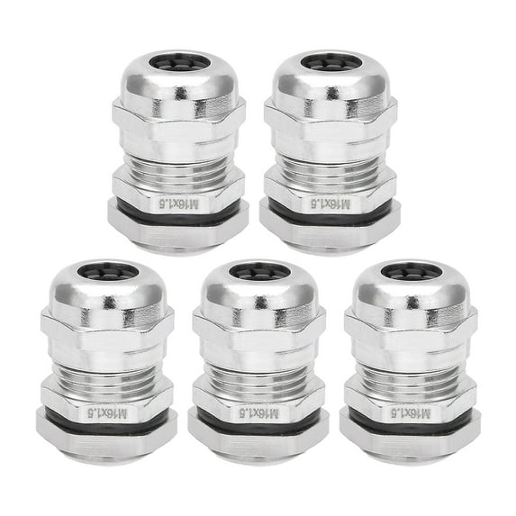 5PCS M16*1.5 Metal Waterproof Connector Fastener Locknut Stuffing Cable Gland