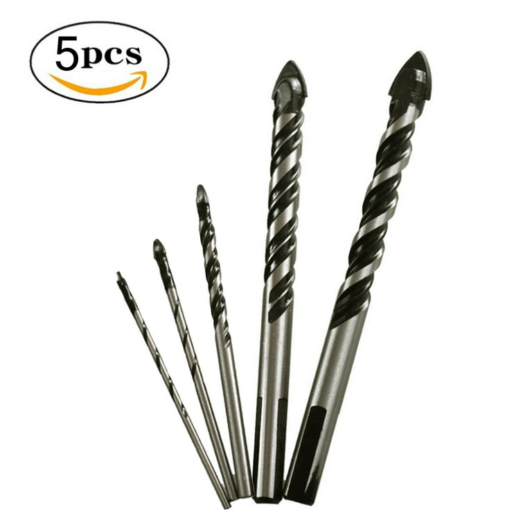 5PCS Masonry Drill Bits, Drill Bit Set Tools for Glass Wood Tungsten, Multi  Sizes Multipurpose Drill Bits, Multi-Material Drill Bit for Tile, Brick,  Cement, Concrete, Glass, Plastic, Cinderblock 