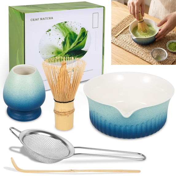 5PCS Matcha Whisk Set Ceramic Japanese Matcha Bowl Whisk Set for Home ...
