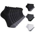 thumbnail image 1 of 5PCS Men's Cotton Crew Socks, Elastic Rib Top Breathable, Sweat Wicking Solid Sport Socks, Gentle Machine Wash Medium Socks for Casual Training Outdoor | TruHer,Black S, 1 of 4