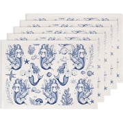 5PCS Mermaids Underglaze Transfers Pottery Mermaids Transfer Stickers Ceramic Decals Blue Waterslide Underglaze Transfers Paper