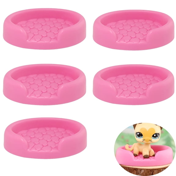 5PCS Mini Pet Bed Sets,Miniature Dog Bed Accessories fit for lps Cats Dogs Toy Figurines