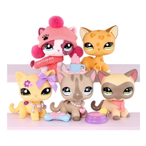 5PCS Mini Pet Toy Short Hair Cat Set #2291 #1120 #1962 #468 #1116 with Cute Accessories