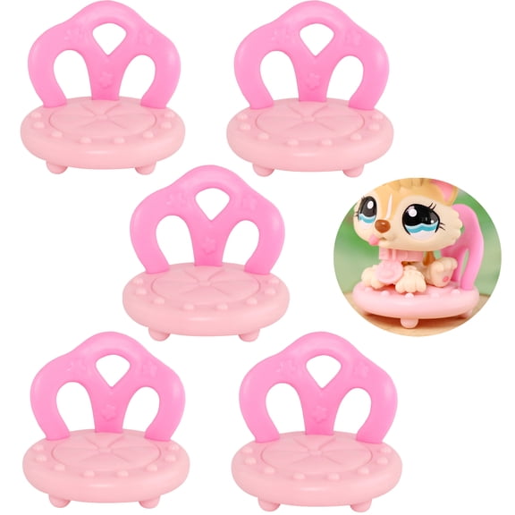 5PCS Mini Pink Chair Accessories for Lps Pet Toys,fit for Little Pets Shorthair Cat Collie Dachshund Kitten Figures