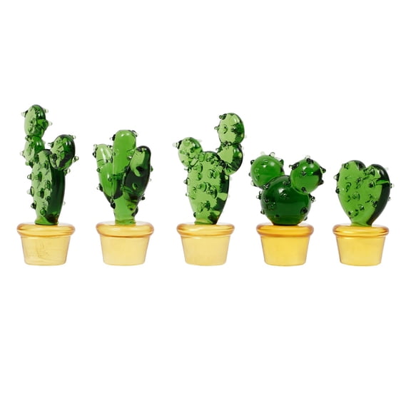 5PCS Mini Resin Cactus Figurines, Small Fake Plants Cute Desktop Decor Resin Cacti Set for Home, Office, Car Dashboard