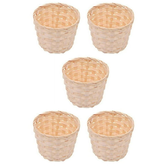 5PCS Mini Woven Baskets Without Handles for Favors Crafts Decor Suitable for Occasions(7.5X6cm)
