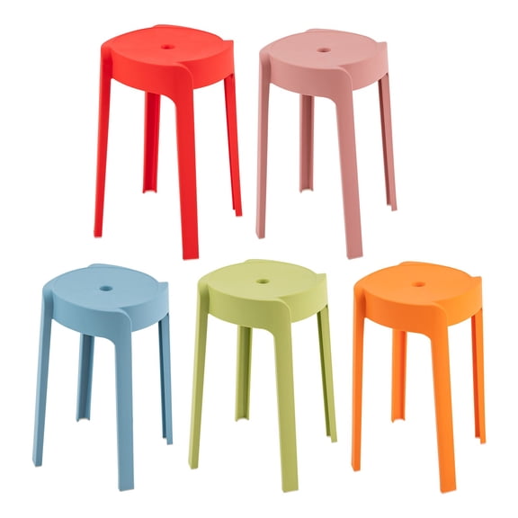 5PCS Multi-coloured L-Shaped Plastic Stack Stools Portable Stackable Chairs Backless Bar Stools Classroom School Home