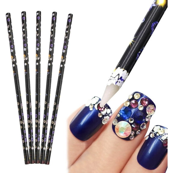 5PCS Nail Rhinestone Pickers, Wax Pencils for Manicure, DIY Hand Nail Care Stick Wax Pens for Dimond for Nail