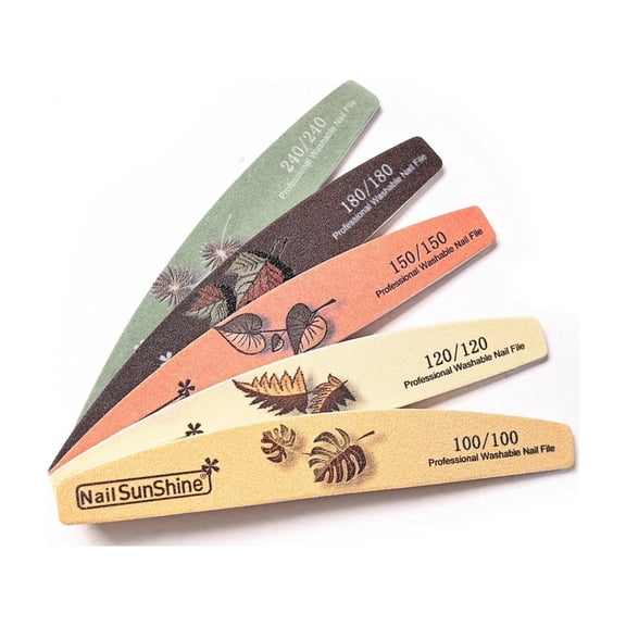 5PCS Nails Emery Boards with Double Side Grit Curved Sanding Tools for Precise Manicures and Nails Polishing Gentle