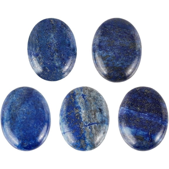 5PCS Natural Lazuli Cabochon Stone Tiles Flat Back Cabochons Oval Gemstones Beads for Embellishments Earring Necklace Bracelet Jewelry Making 1.18x1.57x0.33inch/3x4x8.5cm