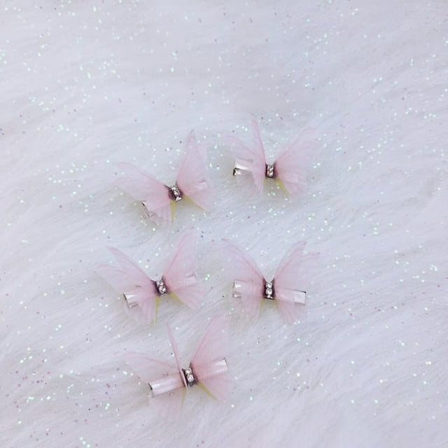 5PCS New Cute Princess Mesh Doublelayer Butterfly Lovely Girls Hairpins Children Headwear