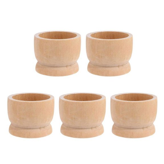 5PCS Nontoxic Simple Unpainted Portable Kitchen Tool Egg Cup Wood Storage Holders for Kitchen Decoration Eggs Hotel Restaurant Party