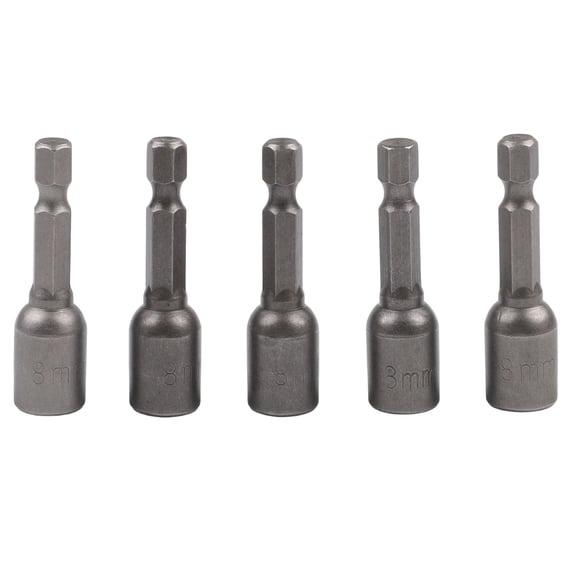 5PCS Nut Driver Socket Set 6-13mm with 1/4 Inch Hex Shank for Electric Drill and Screwdriver, Chrome Vanadium Steel Quick Release Bits for Hard to Reach Spaces Grey