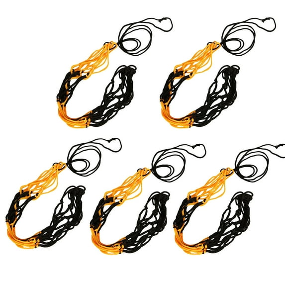 5PCS Nylon Net Bag Ball Carrier - Durable Mesh for One Volleyball, Basketball, Football or Soccer, Drawstring Closure, Washable