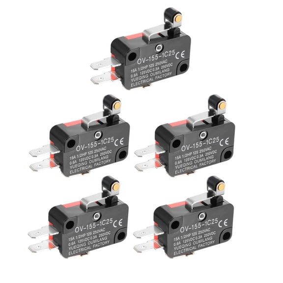 5PCS OV-155-1C25 15A 125/250VAC SPDT NO NC Short Roller Lever Action Switch