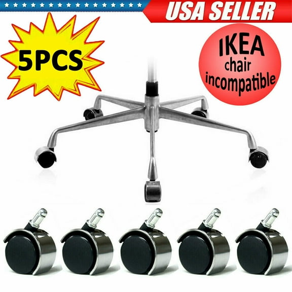 5PCS Office Chair Caster Wheels 2" Replaceable Wheels for Office Chairs Replacement Swivel Casters