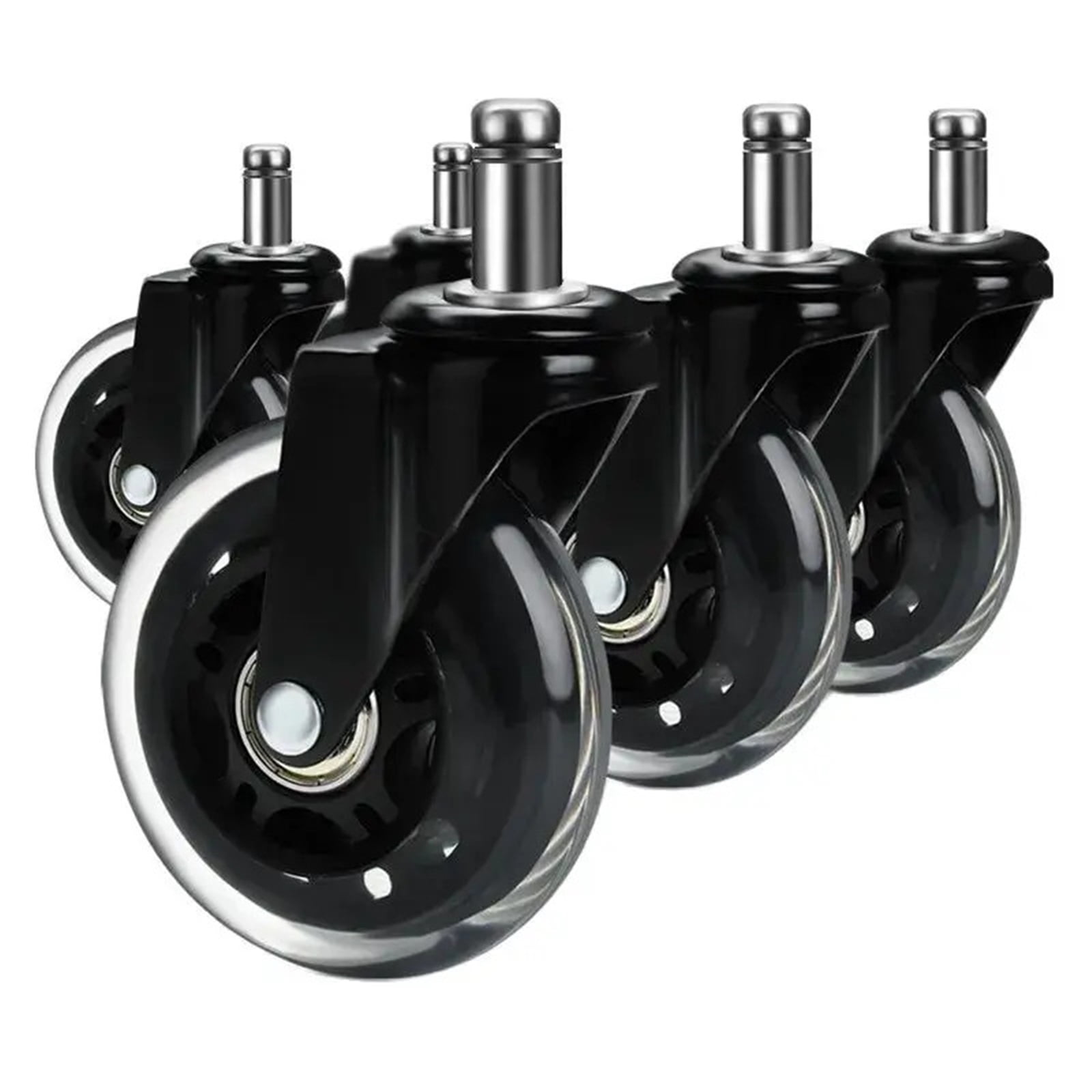 5PCS Office Chair Caster Wheels 3 Inch Swivel Rubber Caster Wheels Replacement Soft Safe Rollers Furniture Hardware ,Easy to Install