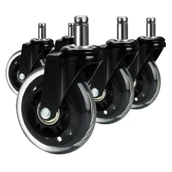 5PCS Office Chair Caster Wheels 3 Inch Swivel Rubber Caster Wheels Replacement Soft Safe Rollers Furniture Hardware ,Easy to Install