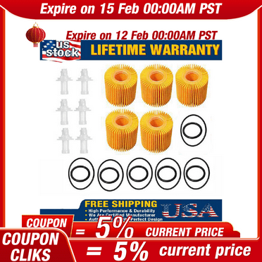 5PCS Oil Filter Kit For Toyota Avalon Camry Highlander Petrol 04152-YZZA1 US