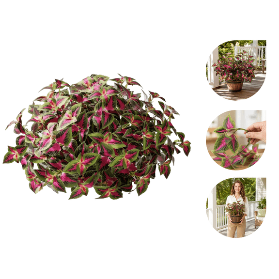 5PCS-One Set Artificial Perilla Leaves, Colorful Realistic Artificial Greenery, Low Maintenance No Water Indoor Decoration for Any Space, Red