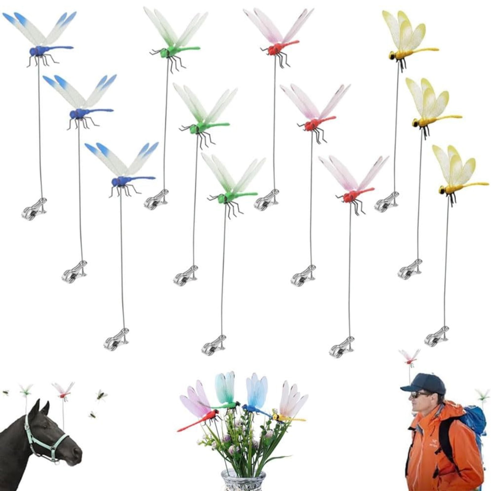 5PCS Outdoor Dragonfly, 3D Fake Dragonfly Rod Clip Bug Repellent ...