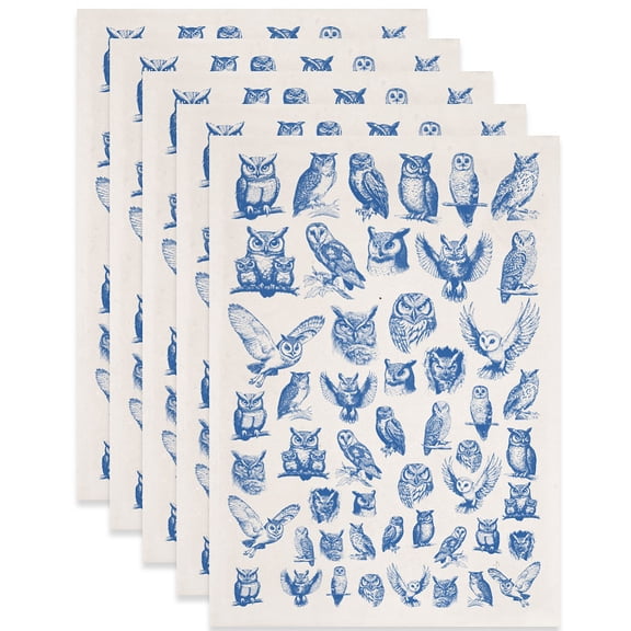 5PCS Owls Underglaze Paper Transfer Bird Animals Transfer Paper
