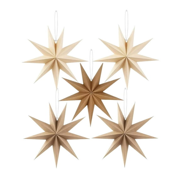 5PCS Paper Star Christmas Decorations Christmas 9 Pointed 12 Inch Paper Star Lanterns Large Sage Green Hanging 3D Star Paper Lantern Decorations for Home Xmas Wedding Birthday Party Decor