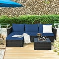 thumbnail image 1 of Costway 5PCS Patio Rattan Furniture Set Sectional Conversation Sofa w/ Coffee Table Navy, 1 of 10